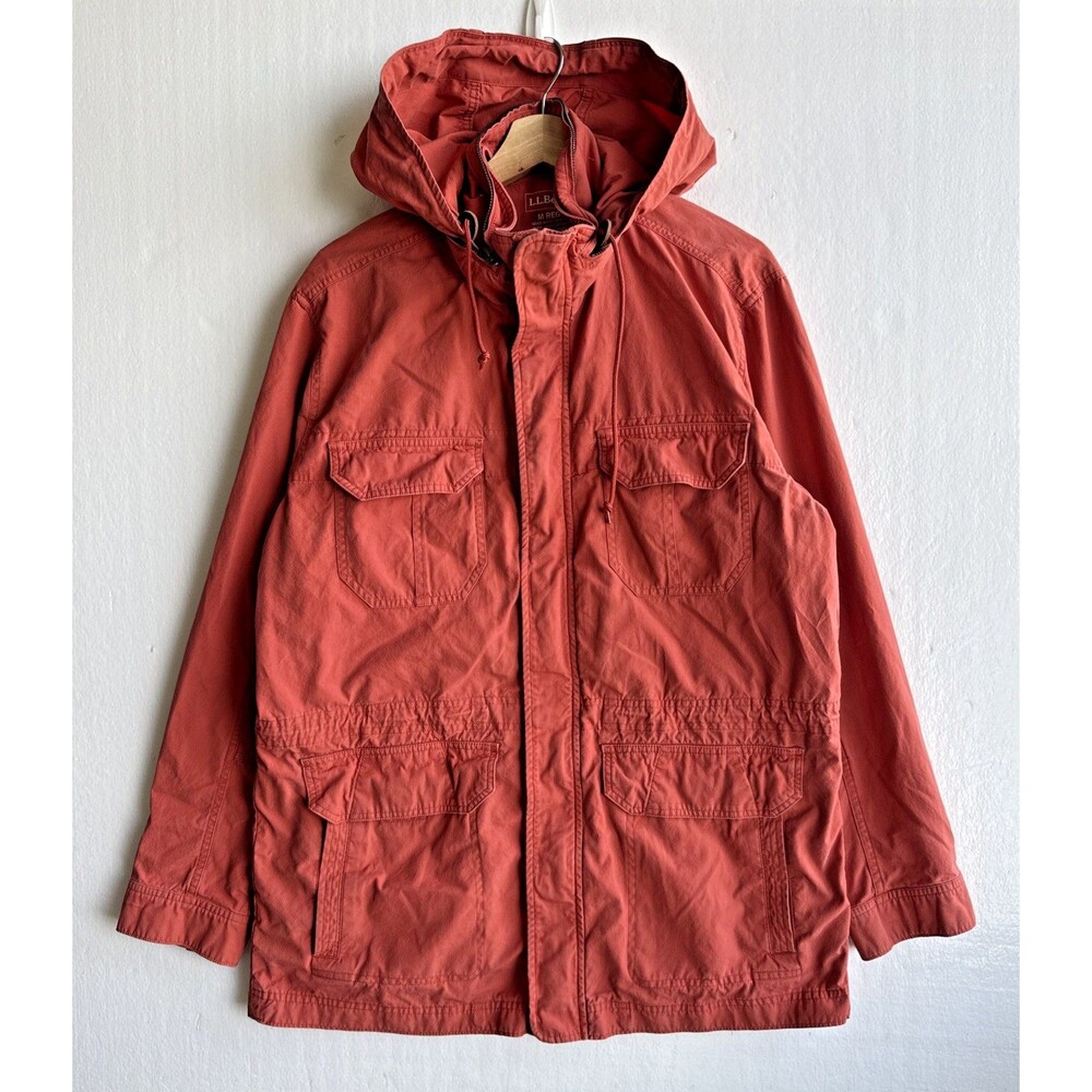 L.L. Bean Jacket Mens Medium Mountain Parka Jacket Orange Hooded Barn Chore Coat